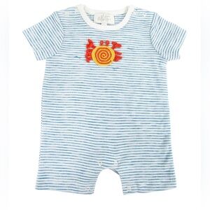 ALBETTA Baby Boy Crochet Crab Striped Shortall - 3-6M